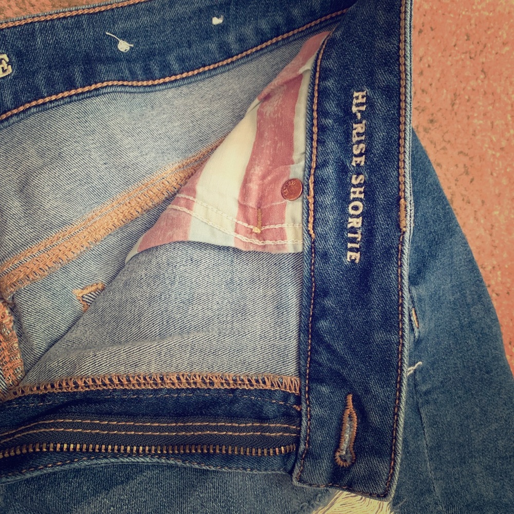 High rise shortie shorts American flag pockets